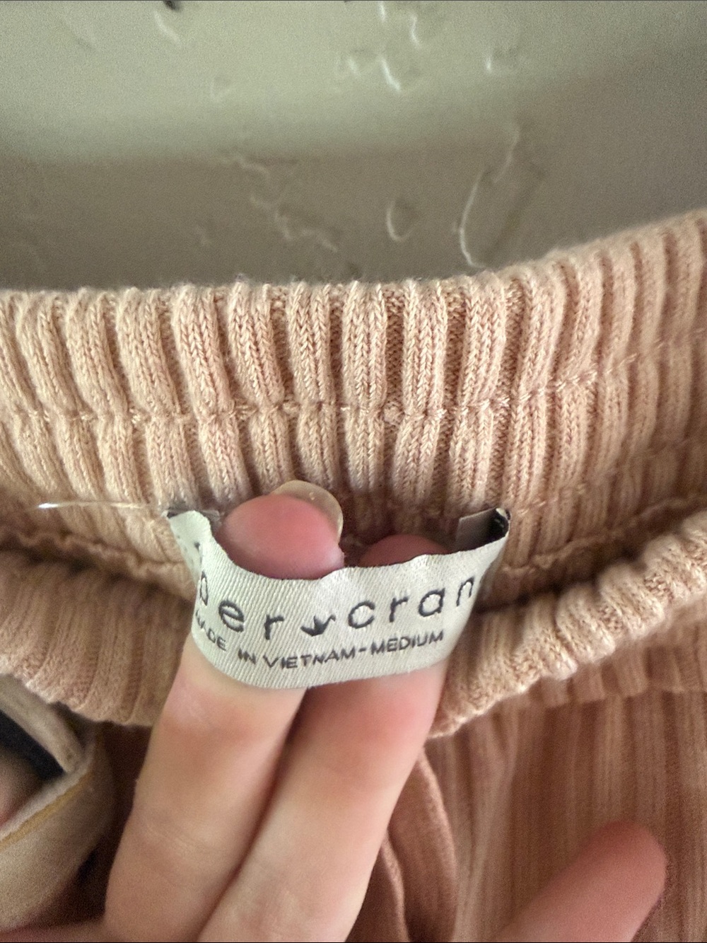 Light Blush Ribbed Drawstring Lounge Pants - Picture 3 of 5